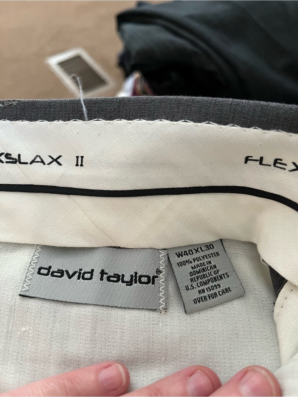 David Taylor Men’s Dress Pants in Charcoal Gray with White Interior Trim